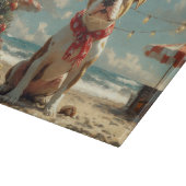 Pitbull Dog Christmas Beach Snijplank (Hoek)