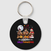 Pitbull Dog Christmas Happy Hallothankmas Thanksgi Sleutelhanger (Voorkant)