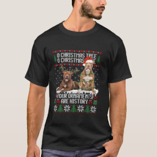 Pitbull Dog Christmas Tree Lights Puppy Hondenlief T-shirt
