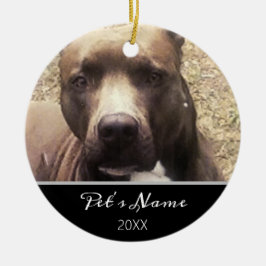 Pitbull Dog Custom Pet met kerstfoto Keramisch Ornament