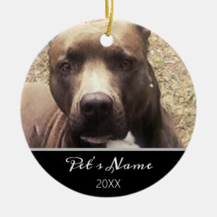 Pitbull Dog Custom Pet met kerstfoto Keramisch Ornament