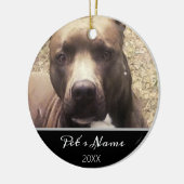 Pitbull Dog Custom Pet met kerstfoto Keramisch Ornament (Links)
