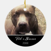 Pitbull Dog Custom Pet met kerstfoto Keramisch Ornament (Achterkant)