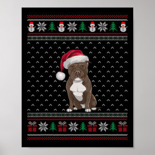 Pitbull Dog Dearing Santa Hat Lelijke Xmas Hondenl Poster