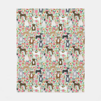 Pitbull Dog Florals Fleece Deken