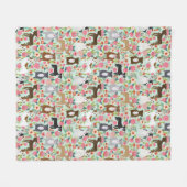 Pitbull Dog Florals Fleece Deken (Voorkant (Horizontaal))