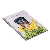 Pitbull Dog Flower Garden Waterverf | Naam toevoeg Notitieboek (Rechterzijde)