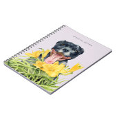 Pitbull Dog Flower Garden Waterverf | Naam toevoeg Notitieboek (Linkerzijde)