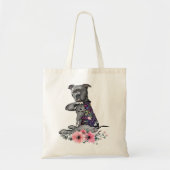 Pitbull Dog Flower PitBull I Love Mam Pitbull Tatt Tote Bag (Voorkant)