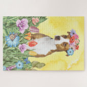 Pitbull Dog Flowers Legpuzzel (Horizontaal)