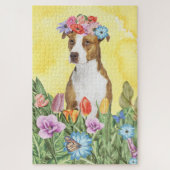 Pitbull Dog Flowers Legpuzzel (Verticaal)