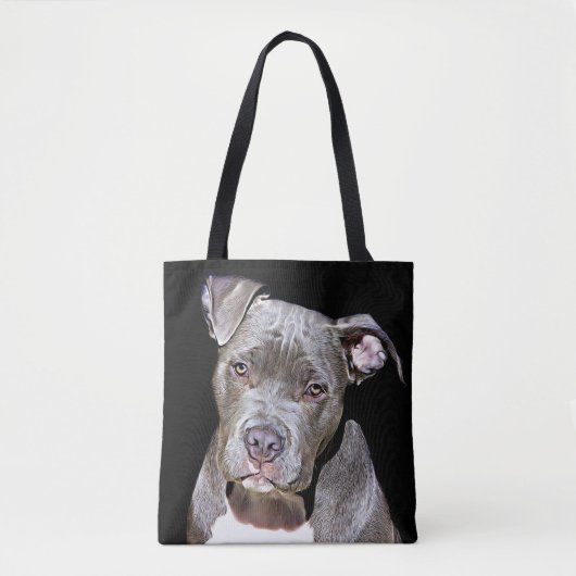 PITBULL DOG FUNNY CANVAS TAS (Voorkant)