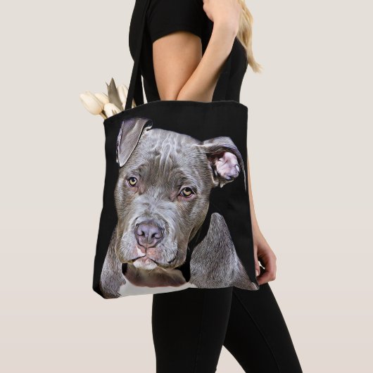 PITBULL DOG FUNNY CANVAS TAS (Dichtbij)
