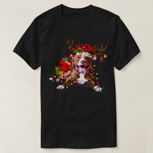 Pitbull Dog Funny Pitbull Kerstreindester Chris T-shirt (Design voorkant)