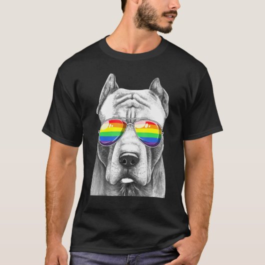 Pitbull Dog Gay Pride Flag Sunbrit Lgbt T-shirt (Voorkant)