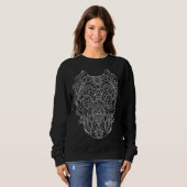 Pitbull Dog Geometric Head White Lines Trui (Voorkant volledig)