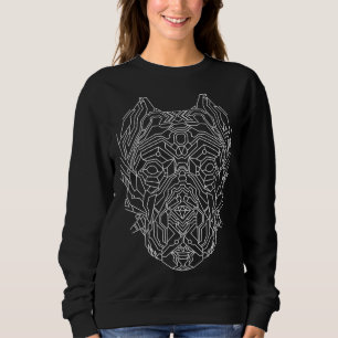 Pitbull Dog Geometric Head White Lines Trui