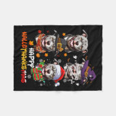Pitbull Dog Hallothanksmas Halloween Thanksgiving Fleece Deken (Voorkant (Horizontaal))