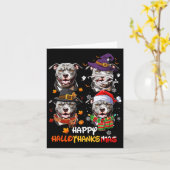 Pitbull Dog Hallothanksmas Halloween Thanksgiving Kaart (Gele Bloem)