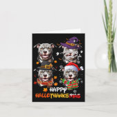 Pitbull Dog Hallothanksmas Halloween Thanksgiving Kaart (Voorkant)