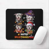 Pitbull Dog Hallothanksmas Halloween Thanksgiving Muismat (Met muis)