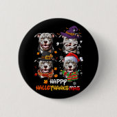 Pitbull Dog Hallothanksmas Halloween Thanksgiving Ronde Button 5,7 Cm (Voorkant)
