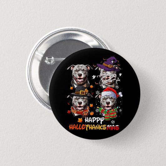 Pitbull Dog Hallothanksmas Halloween Thanksgiving Ronde Button 5,7 Cm (Voorkant /achterkant)