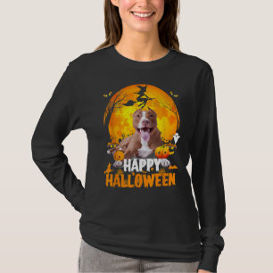 Pitbull Dog Happy Halloween Day met de maan en T-shirt