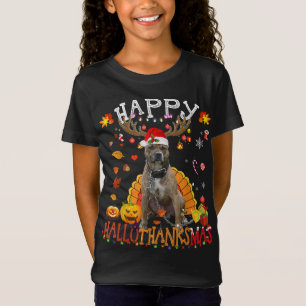 Pitbull Dog Happy Hanksmas Halloween Thanksg T-shirt