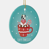 Pitbull Dog Happy Pawlidays Keramisch Ornament (Rechts)