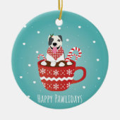 Pitbull Dog Happy Pawlidays Keramisch Ornament (Voorkant)