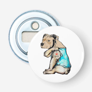 Pitbull Dog I Love Dad Tattoo Funny Family Button Flesopener