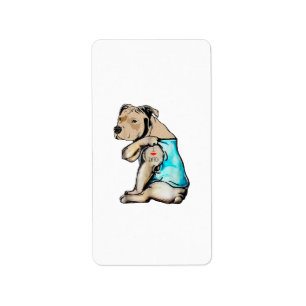 Pitbull Dog I Love Dad Tattoo Funny Family Etiket