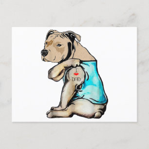 Pitbull Dog I Love Dad Tattoo Funny Family Feestdagenkaart