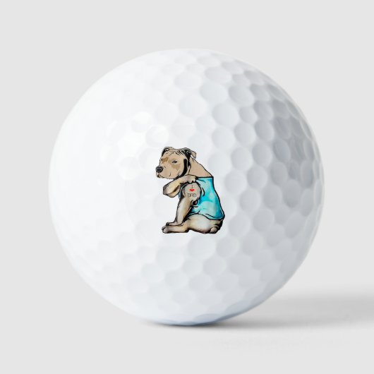 Pitbull Dog I Love Dad Tattoo Funny Family Golfballen (Voorkant)
