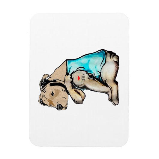 Pitbull Dog I Love Dad Tattoo Funny Family Magneet (Verticaal)