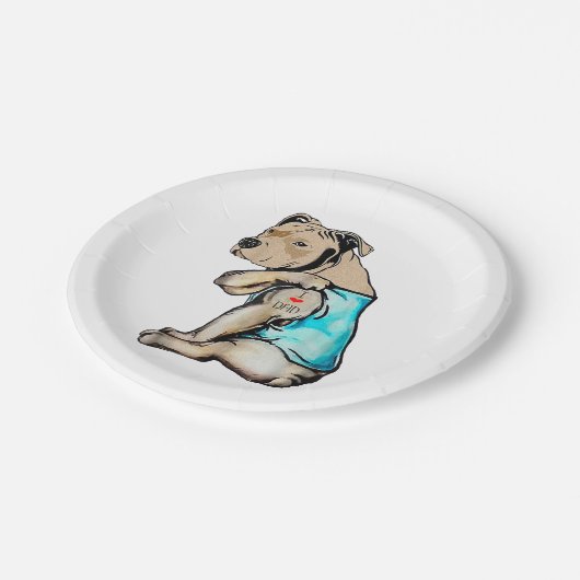 Pitbull Dog I Love Dad Tattoo Funny Family Papieren Bordje (Gekanteld)