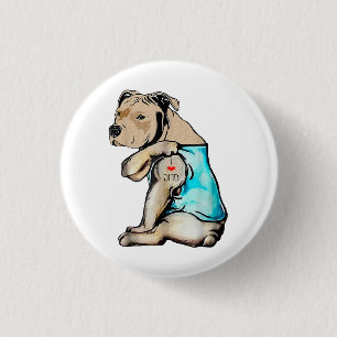 Pitbull Dog I Love Dad Tattoo Funny Family Ronde Button 3,2 Cm