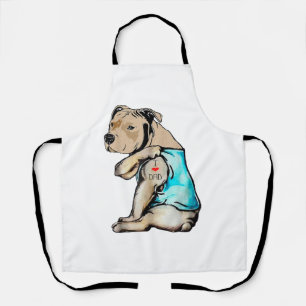 Pitbull Dog I Love Dad Tattoo Funny Family Schort