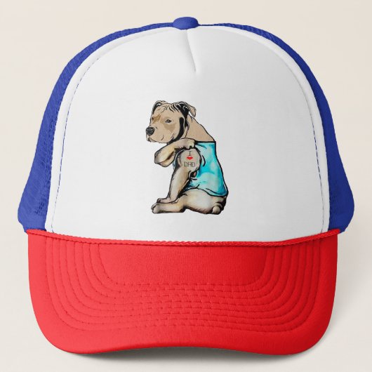 Pitbull Dog I Love Dad Tattoo Funny Family Trucker Pet (Voorkant)