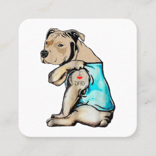 Pitbull Dog I Love Dad Tattoo Funny Family Vierkante Visitekaartje