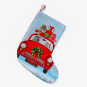 Pitbull Dog in auto met kerstman Kleine Kerstsok (Voorkant (Hangend))