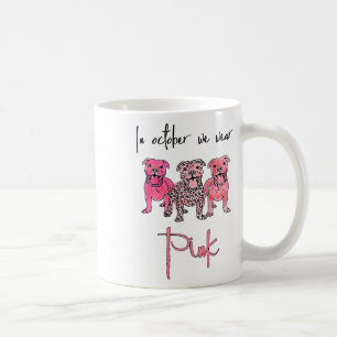 Pitbull Dog in oktober Draag roze lintborst Koffiemok
