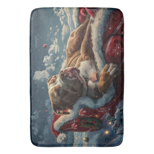 Pitbull Dog Kerstfeest Badmat (Voorkant Verticaal)