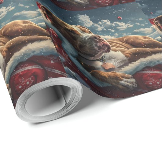 Pitbull Dog Kerstfeest Cadeaupapier (Rol Hoek)