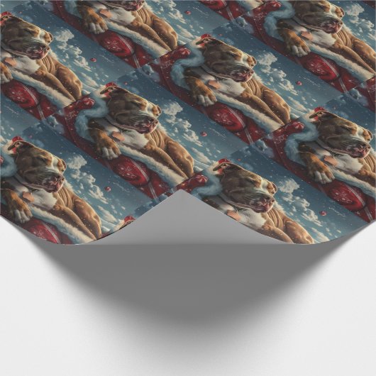 Pitbull Dog Kerstfeest Cadeaupapier (Hoek)