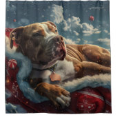 Pitbull Dog Kerstfeest Douchegordijn (Voorkant)