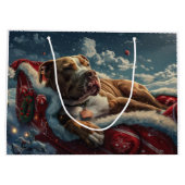 Pitbull Dog Kerstfeest Groot Cadeauzakje (Achterkant)