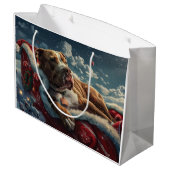 Pitbull Dog Kerstfeest Groot Cadeauzakje (Achterkant Gekanteld)