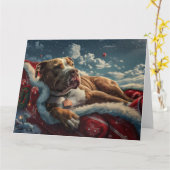 Pitbull Dog Kerstfeest Kaart (Gele Bloem)